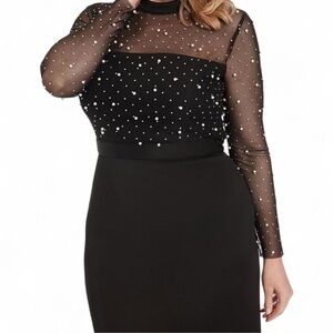 Elegant Black dress with pearls and studs.